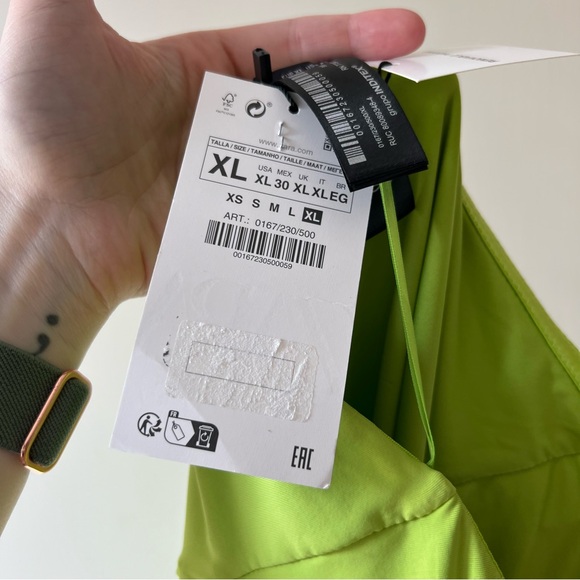 NWT Zara Blogger Favorite Bead Bandeau Cut Out One Piece Swimsuit in Green - Picture 10 of 10